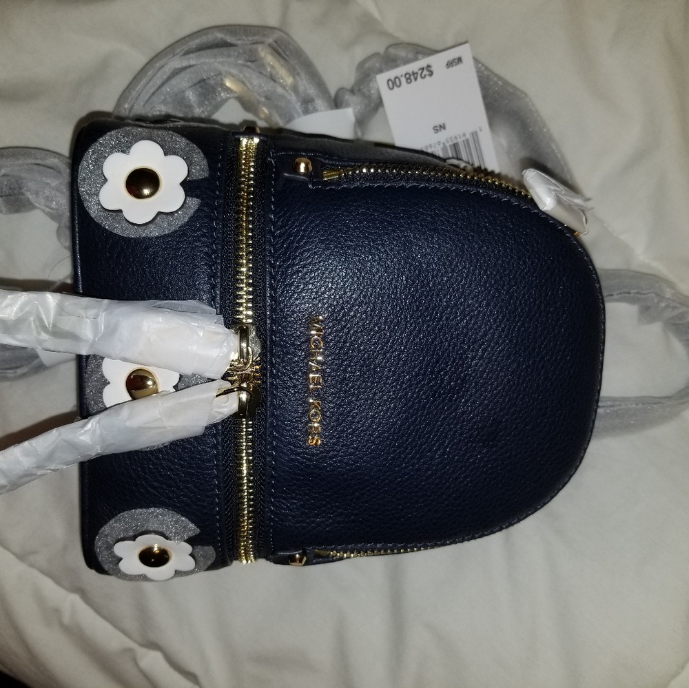Rhea Mini Floral Appliqué Leather Backpack